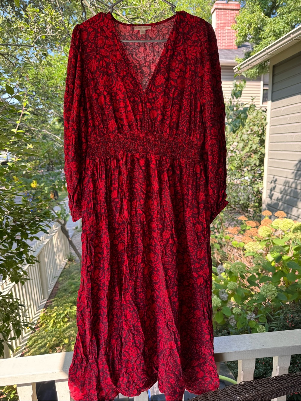 Knox Rose Red and Black Floral Long-Sleeve Midi Dress
